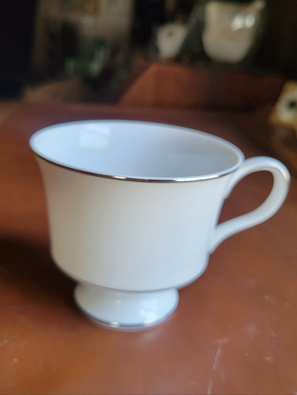 Sango 3725 "SHEFFIELD" FOOTED CUP, Porcelain, Silver Trim, Japan